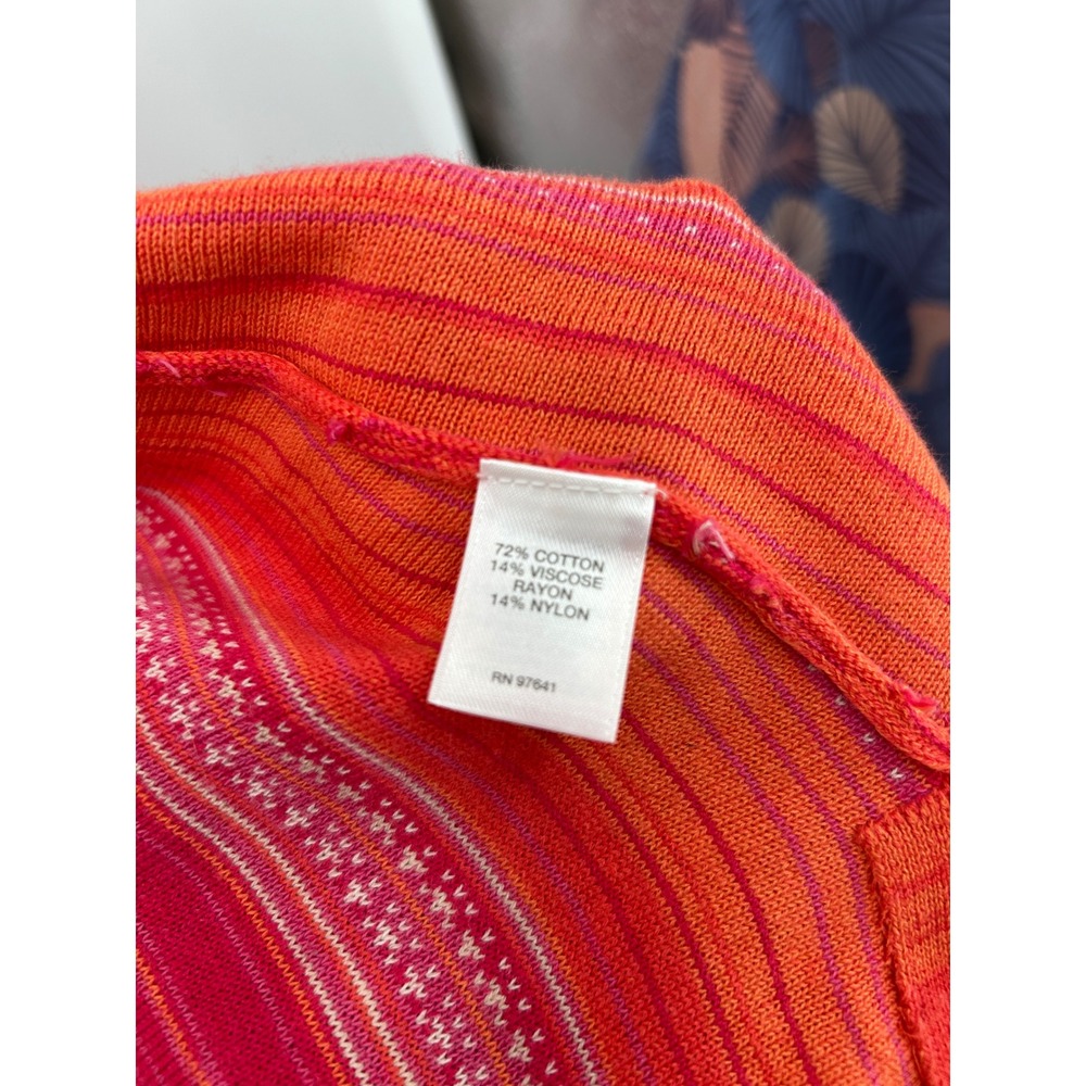 J. Jill Womens Medium Orange Pink Striped Open Front Draped Cardigan Sweater - Picture 6 of 7